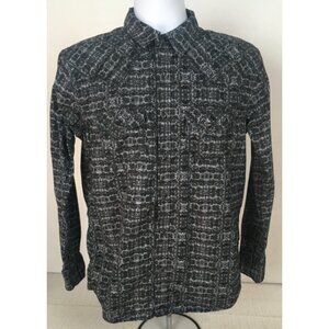 Moon Shine Button Down Shirt Size S Black Gray Blue Long Sleeves Front Pockets